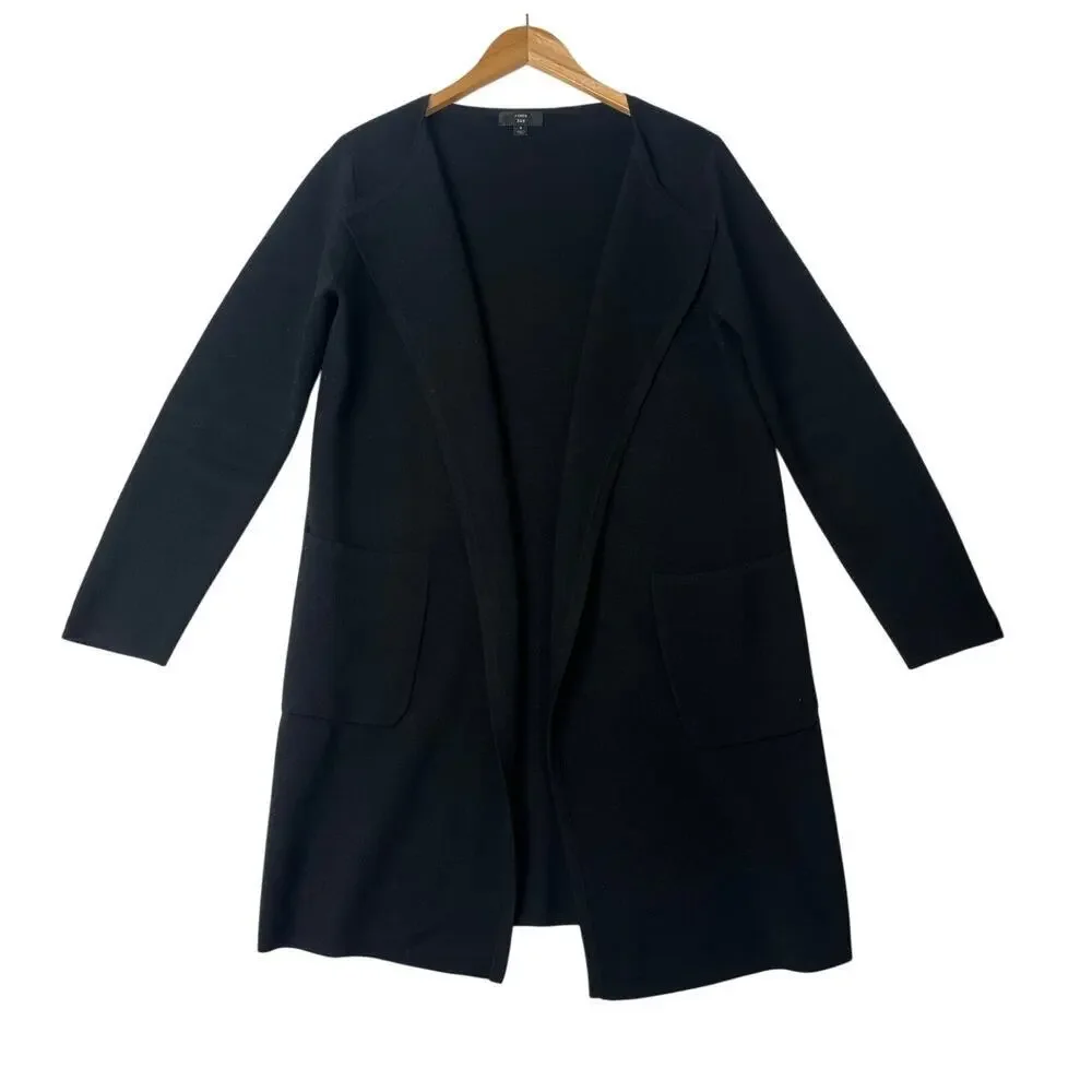 J.CREW 365 Juliette Collarless Sweater Blazer In Black Size S Merino Wool Blend